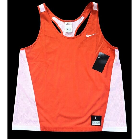 Nike Womens Reversible Pinnie Sleeveless Lacrosse Jersey Orange/White Large New - Picture 2 of 16
